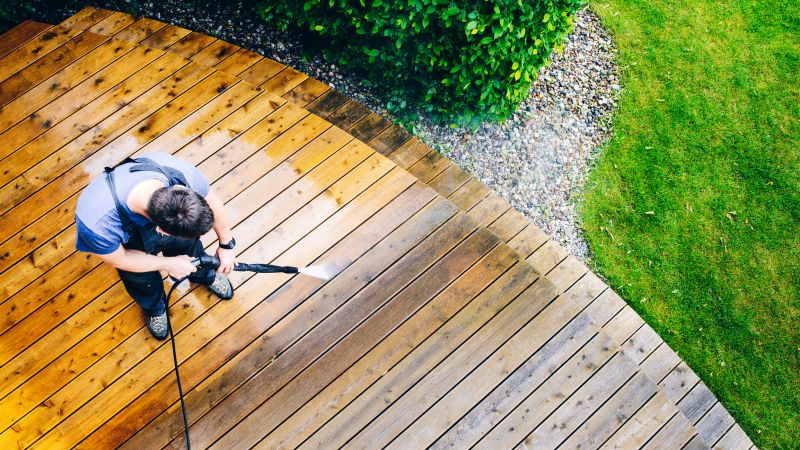 Deck cleaning and staining